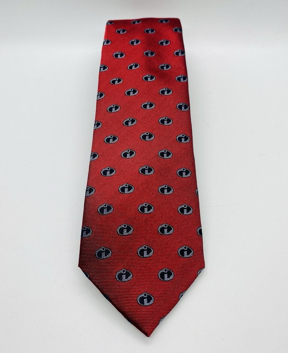 Disney Pixar The Incredibles Logo Red Men's 100% Silk Tie, All Over Print